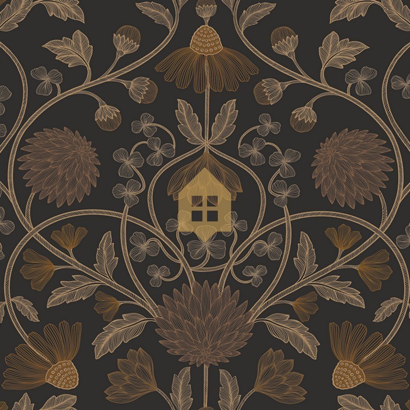 Papel pintado Hippolyte con diseño floral fino y estilo parisino.