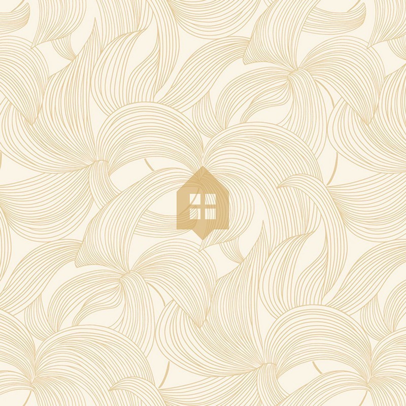 Papel pintado Leontine con diseño de corolas florales lacadas.