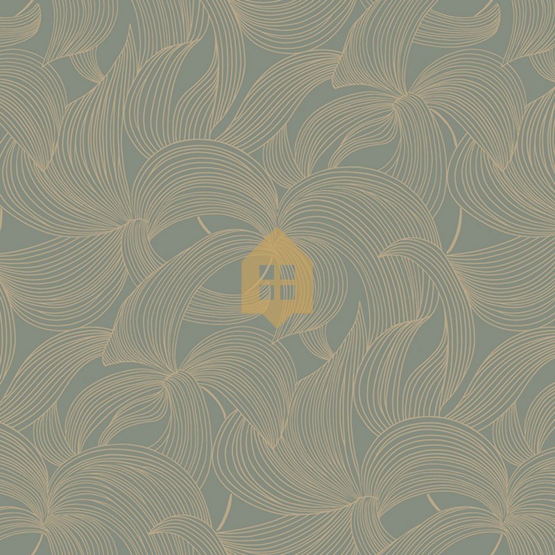 Papel pintado Leontine con diseño de corolas florales lacadas.