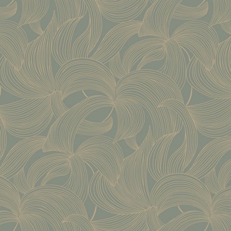 Papel pintado Leontine con diseño de corolas florales lacadas.