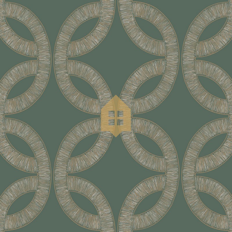 Papel pintado Etienne con diseño geométrico de anillos superpuestos.