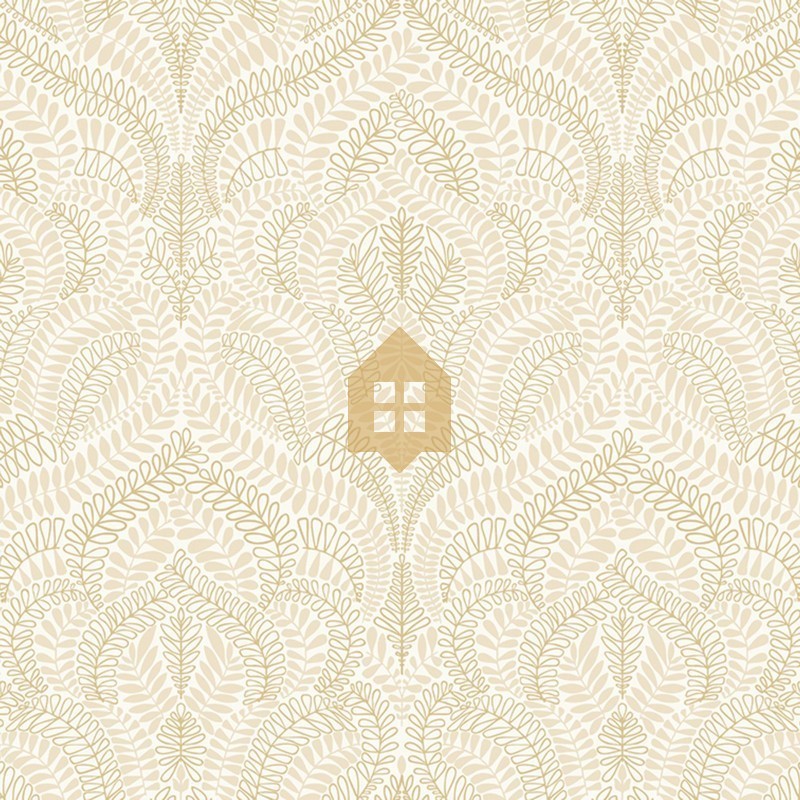 Papel pintado Felix con diseño de arabescas y volutas clásicas.