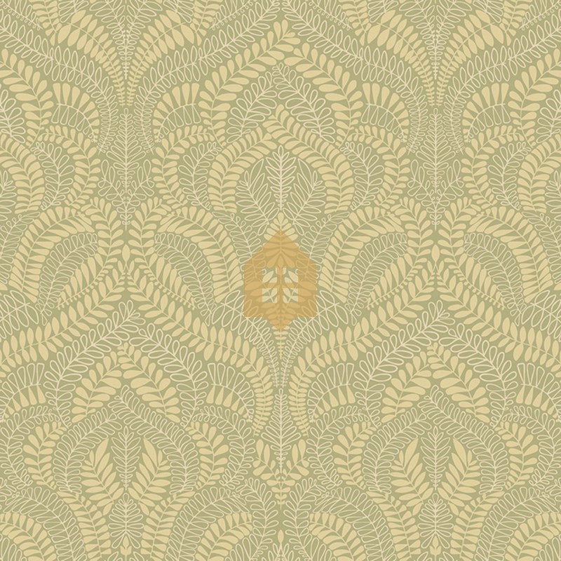 Papel pintado Felix con diseño de arabescas y volutas clásicas.