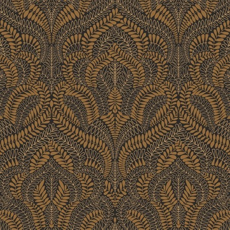 Papel pintado Felix con diseño de arabescas y volutas clásicas.