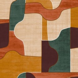 Papel pintado Modernismo con diseño de marquetería de madera curvada.