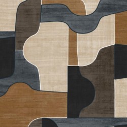 Papel pintado Modernismo con diseño de marquetería de madera curvada.