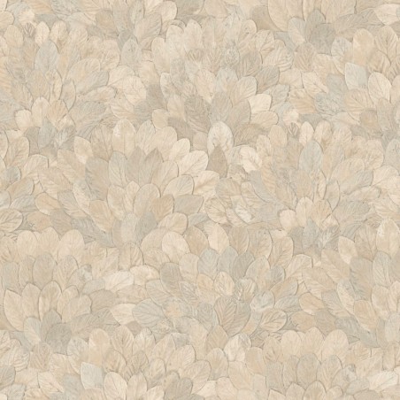 Papel pintado Feijoa con diseño de coronas de hojas tropicales.