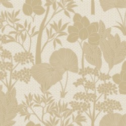 Papel pintado Inara con diseño de paisaje vegetal efecto pintura.