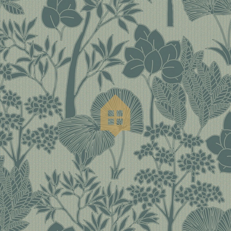 Papel pintado Inara con diseño de paisaje vegetal efecto pintura.