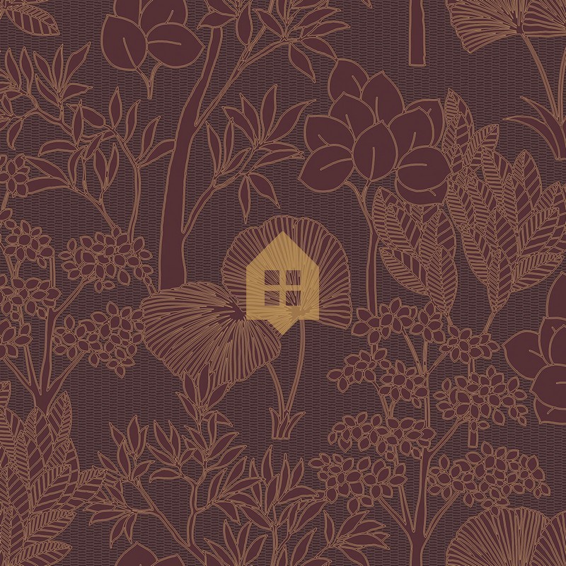 Papel pintado Inara con diseño de paisaje vegetal efecto pintura.