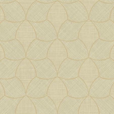 Papel pintado Tressana con diseño de fibras tejidas y laca metálica.