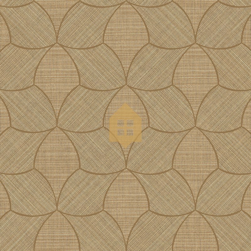 Papel pintado Tressana con diseño de fibras tejidas y laca metálica.