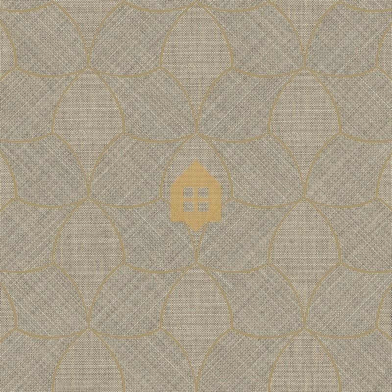 Papel pintado Tressana con diseño de fibras tejidas y laca metálica.