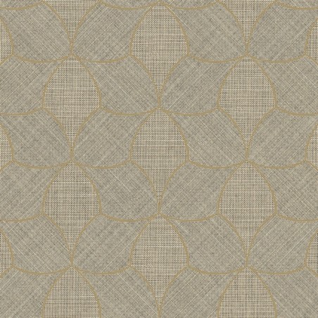 Papel pintado Tressana con diseño de fibras tejidas y laca metálica.