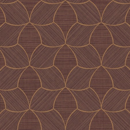 Papel pintado Tressana con diseño de fibras tejidas y laca metálica.