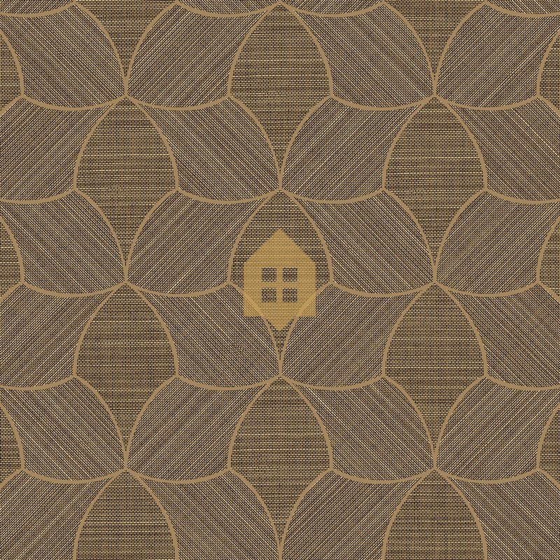 Papel pintado Tressana con diseño de fibras tejidas y laca metálica.