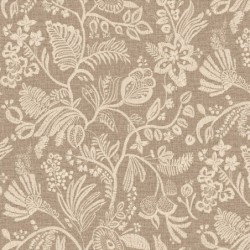 Papel pintado Pastel con diseño de flores bordadas sobre fondo textil.