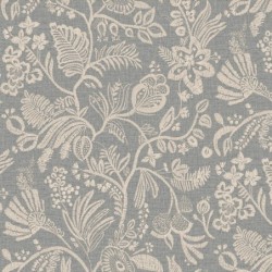 Papel pintado Pastel con diseño de flores bordadas sobre fondo textil.