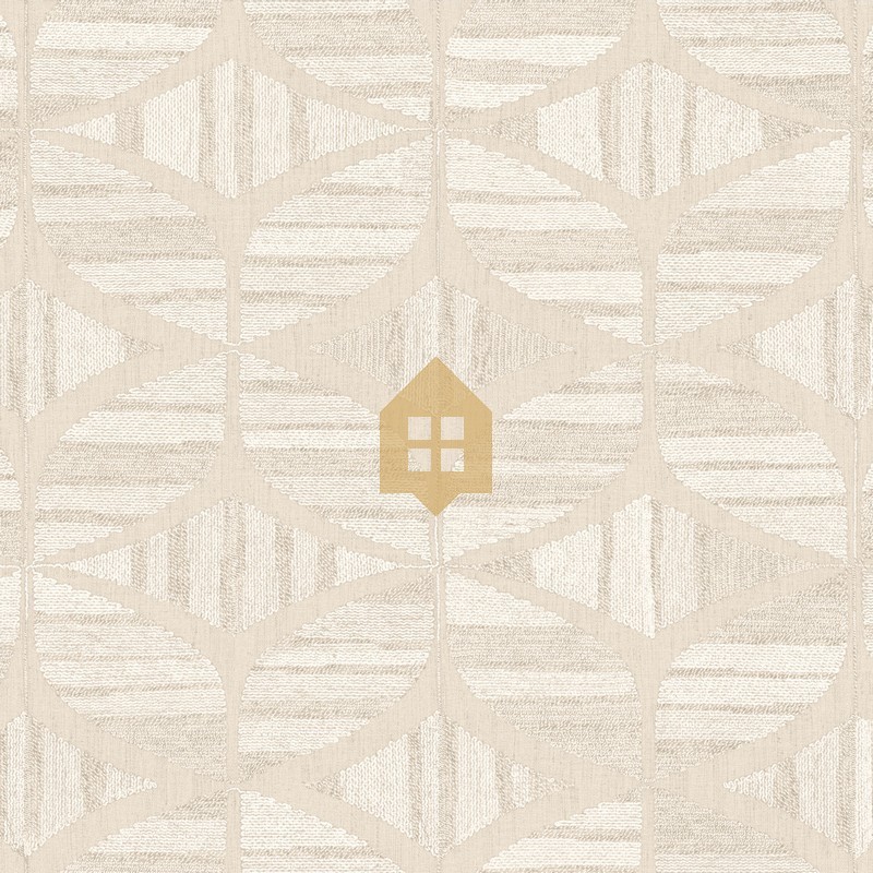 Papel pintado Filandra con diseño geométrico efecto bordado de chenilla.