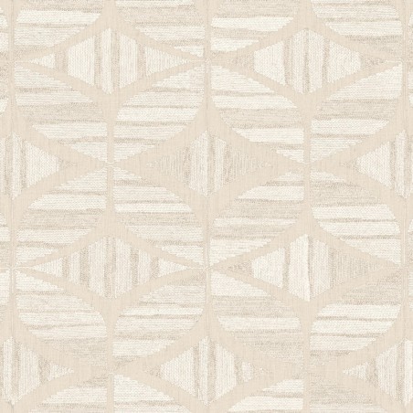 Papel pintado Filandra con diseño geométrico efecto bordado de chenilla.