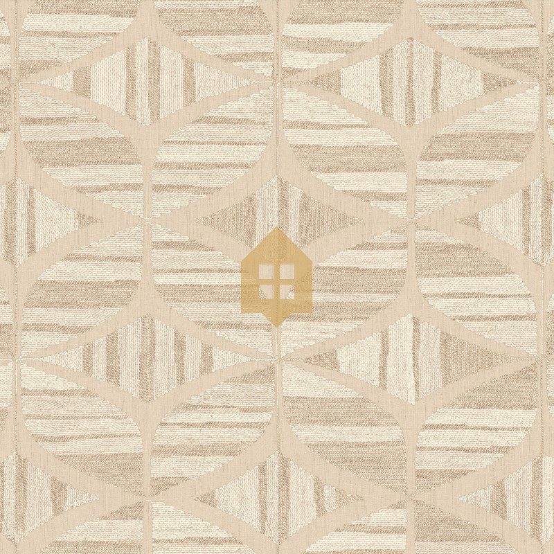 Papel pintado Filandra con diseño geométrico efecto bordado de chenilla.