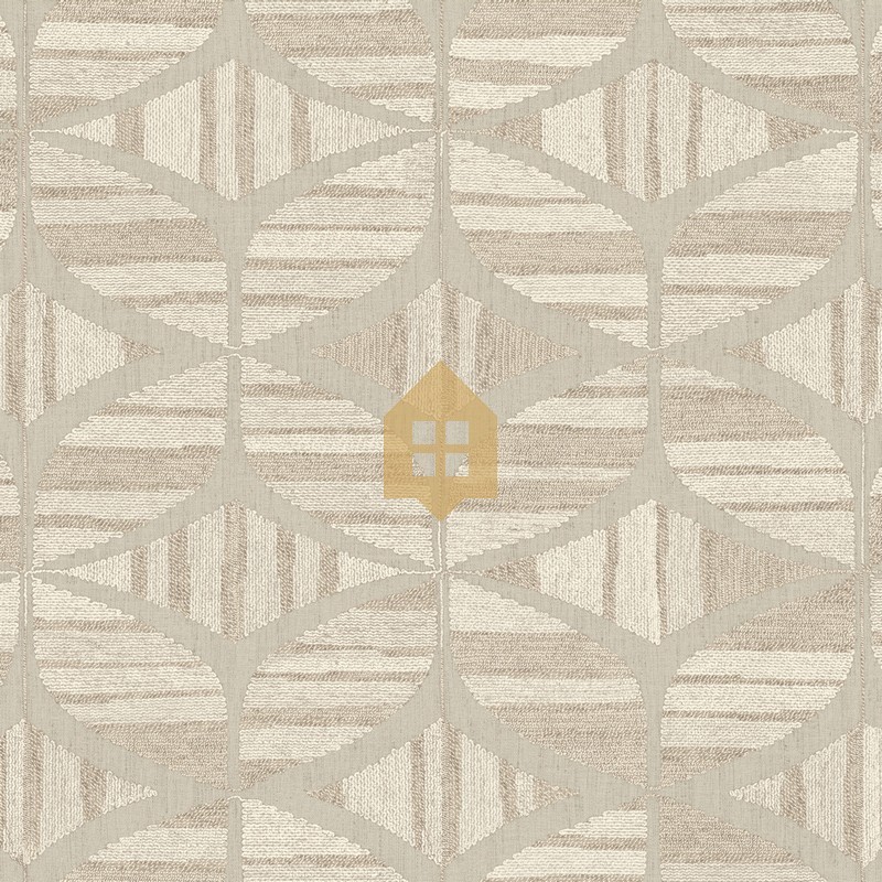 Papel pintado Filandra con diseño geométrico efecto bordado de chenilla.