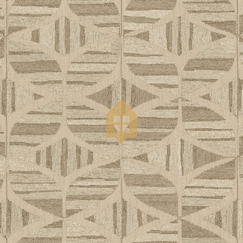 Papel pintado Filandra con diseño geométrico efecto bordado de chenilla.