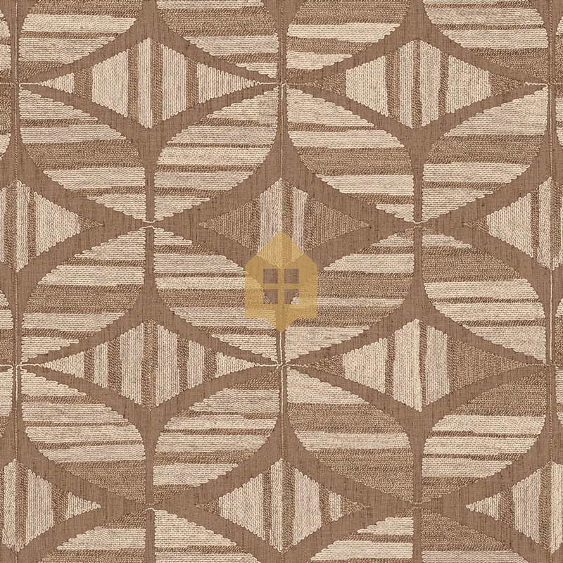 Papel pintado Filandra con diseño geométrico efecto bordado de chenilla.