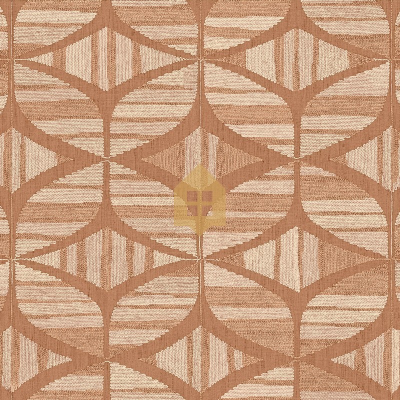 Papel pintado Filandra con diseño geométrico efecto bordado de chenilla.