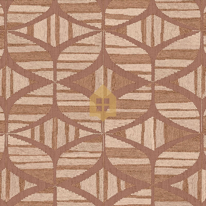 Papel pintado Filandra con diseño geométrico efecto bordado de chenilla.