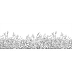 Cenefa decorativa Kitchen Box instalada sobre el frente de la cocina.