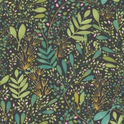 Papel pintado Green Life Joy con diseño de hojas frescas en una cocina.