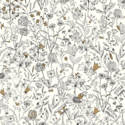 Papel pintado botánico Jardin de Giverny con diseño de hojas elegantes.