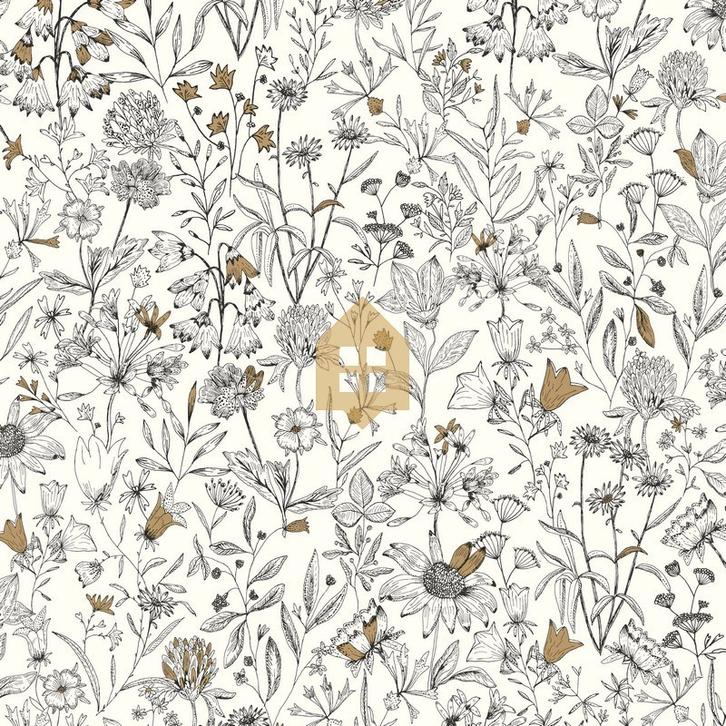 Papel pintado botánico Jardin de Giverny con diseño de hojas elegantes.