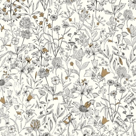 Papel pintado botánico Jardin de Giverny con diseño de hojas elegantes.