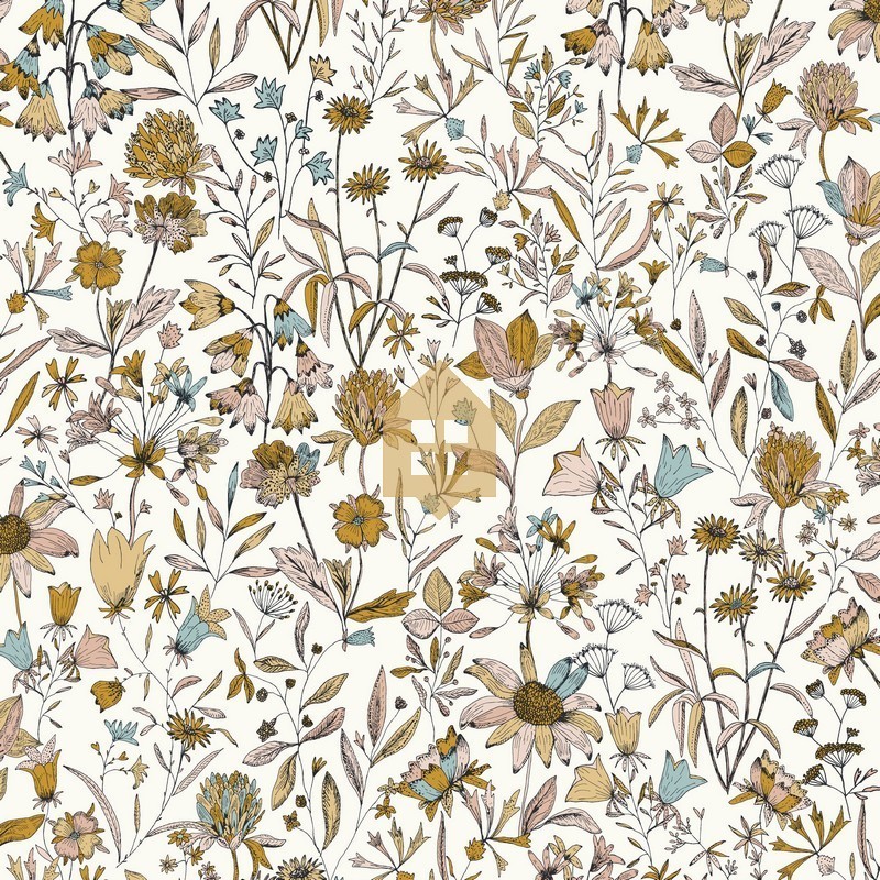 Papel pintado botánico Jardin de Giverny con diseño de hojas elegantes.