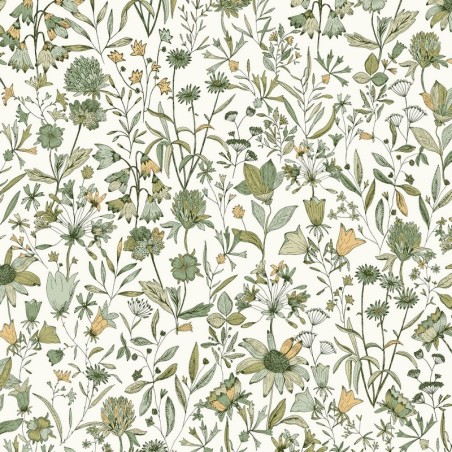 Papel pintado botánico Jardin de Giverny con diseño de hojas elegantes.