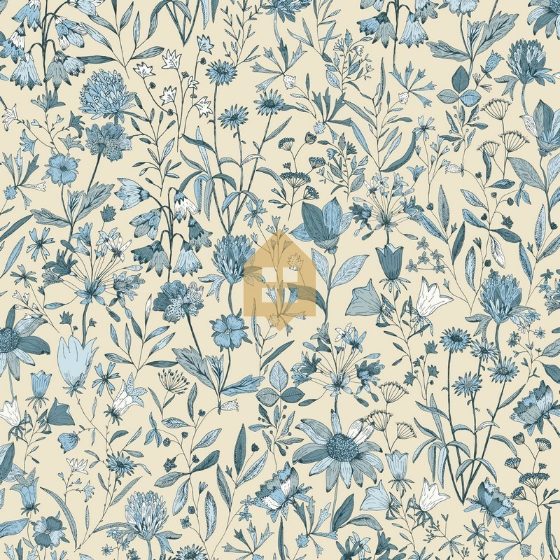 Papel pintado botánico Jardin de Giverny con diseño de hojas elegantes.