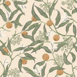 Papel pintado decorativo Eurydice de Caselio en una pared de cocina.