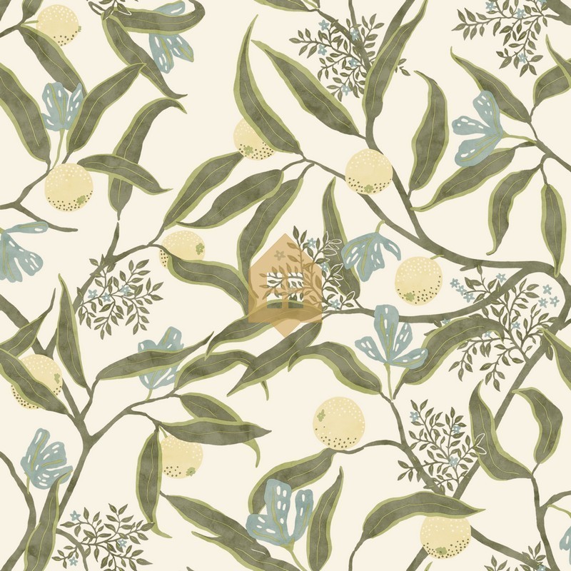 Papel pintado decorativo Eurydice de Caselio en una pared de cocina.