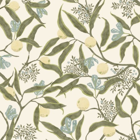 Papel pintado decorativo Eurydice de Caselio en una pared de cocina.