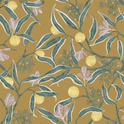 Papel pintado decorativo Eurydice de Caselio en una pared de cocina.