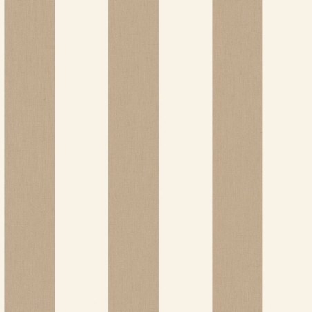 Papel pintado de rayas verticales Linen Lines en una pared de cocina.