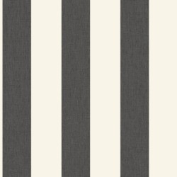 Papel pintado de rayas verticales Linen Lines en una pared de cocina.