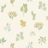 Papel pintado botánico Luck con diseño de hierbas aromáticas de Caselio.