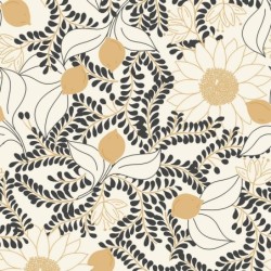 Papel pintado floral Sunflower con diseño mediterráneo de Caselio.