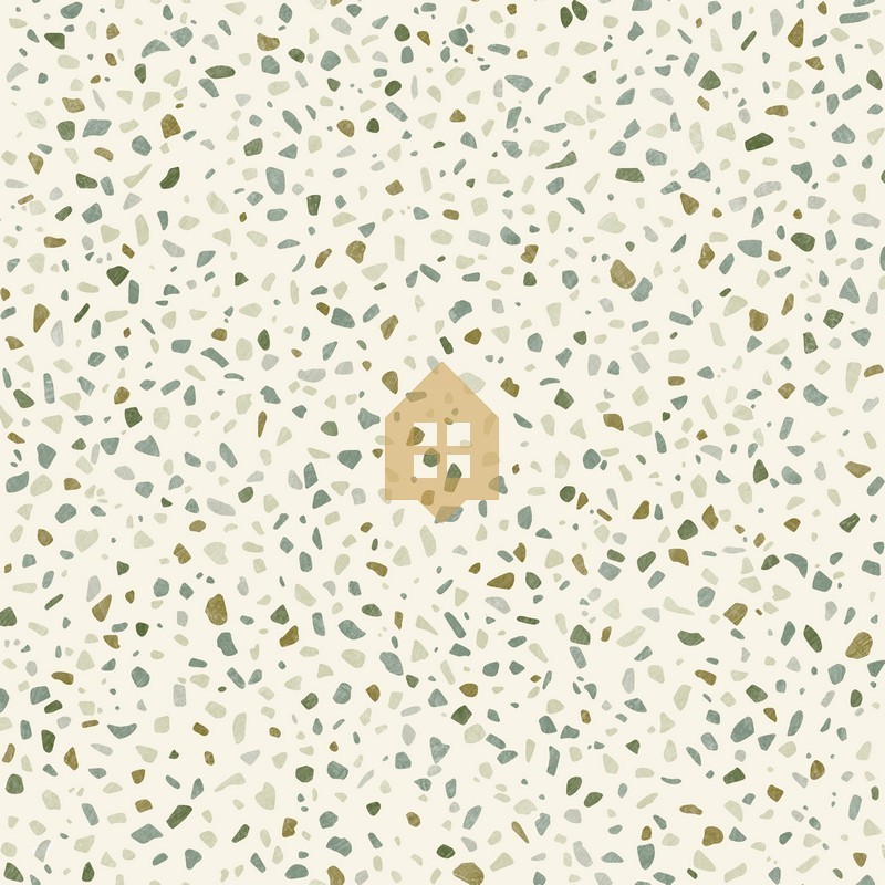 Papel pintado efecto terrazo Granito para una cocina moderna.