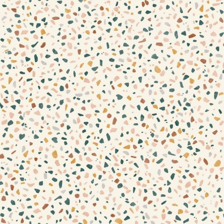 Papel pintado efecto terrazo Granito para una cocina moderna.