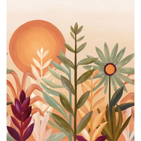 Mural panorámico Jardin de Cactus de Casamance con motivos orgánicos.