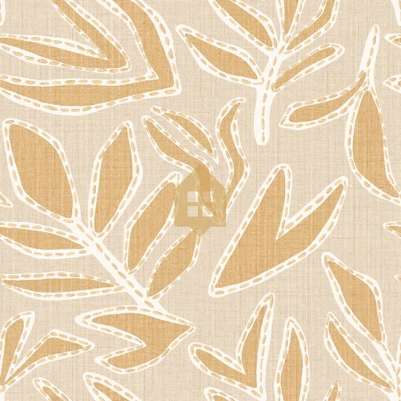 Papel pintado botánico Lanzea con efecto bordado de Casamance.